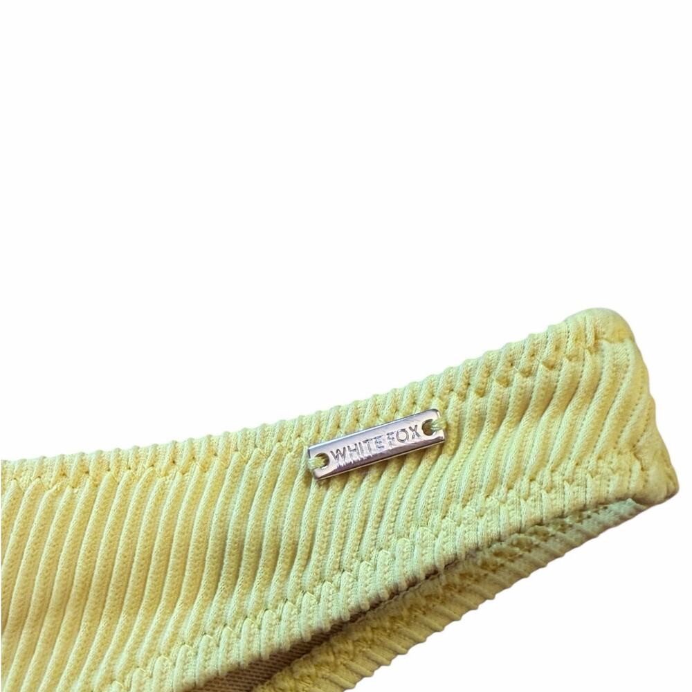 White Fox Women's Bikini Yellow Ribbed Front Closure Cheeky Bottom Size Medium - Picture 3 of 9